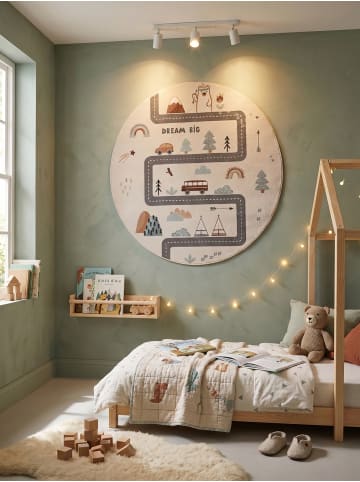 KADIMA DESIGN Kinderteppich Dinosaurier Waschbar Rutschfest Spielteppich in Creme