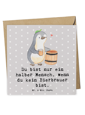 Mr. & Mrs. Panda Deluxe Karte Bierbrauer Herz mit Spruch in Grau Pastell