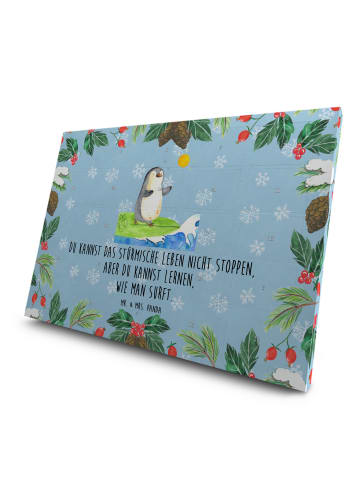 Mr. & Mrs. Panda Adventskalender Pinguin Surfer mit Spruch in Eisblau