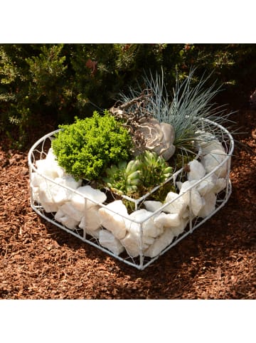 UNUS Herz Gitter Gabione mit Steinen zum Bepflanzen in Weiß