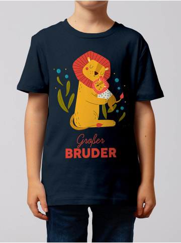 wat? Apparel T-Shirt Löwen Großer Bruder in Dunkelblau