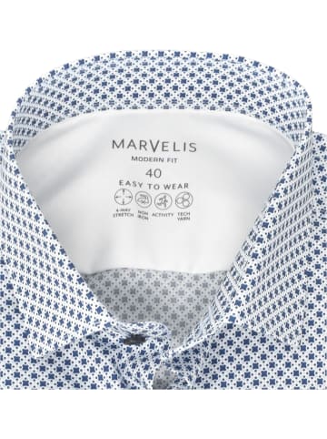 MARVELIS Modern Fit Easy To Wear Hemd in Blau/Weiß