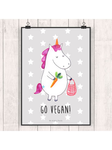 Mr. & Mrs. Panda Bild Einhorn Vegan mit Spruch in Grau Pastell