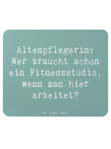 Mr. & Mrs. Panda Mousepad Spruch Altenpflegerin Fitness mit Spruch in Meeresbrise