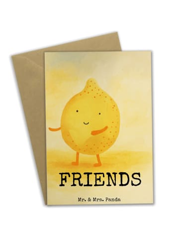 Mr. & Mrs. Panda Grußkarte Beste Freunde Zitrone Design mit Spruch in Weiß