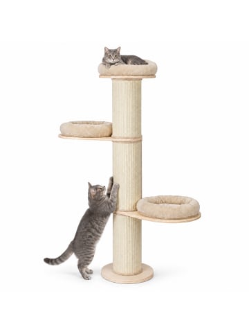 relaxdays Kratzbaum in Beige/ Natur - (H)187 x (D)46 cm