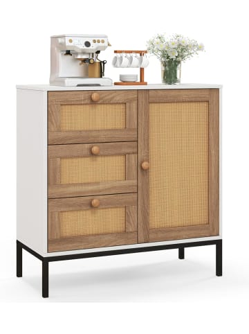 COSTWAY Sideboard mit 3 Schubladen 80cm in Beige