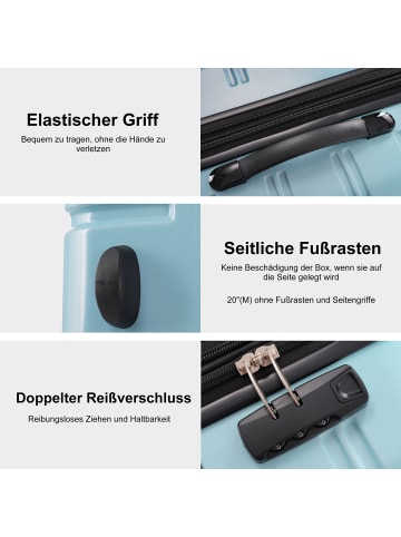 ABRIHOME Koffer in Blau mit 4 Rollen und Zahlenschloss 59 cm