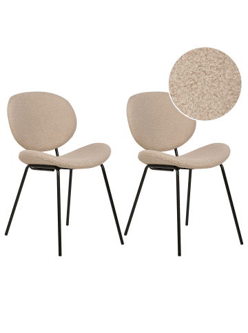 Beliani 2er-Set Esszimmerstuhl LUANA in Beige/Schwarz