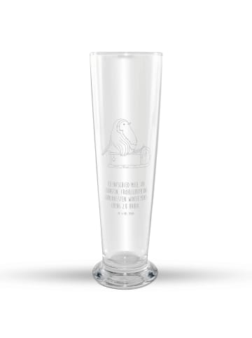 Mr. & Mrs. Panda Trinkglas Rotkehlchen Schlitten mit Spruch in Transparent