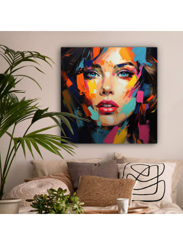 MuchoWow Leinwand Bilder Buntes Porträt
