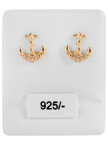 Adeliás Damen Ohrringe – Ohrstecker aus 925 Silber mit Zirkonia in gold