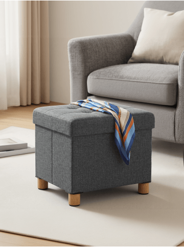 SONGMICS Sitzhocker Melisa in Dunkelgrau - (B)32 x (H)33.5 x (T)40 cm