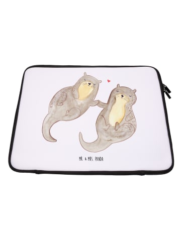 Mr. & Mrs. Panda Notebook Tasche Otter Hände halten ohne Spruch in Weiß