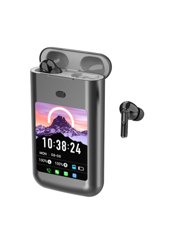 Powerbank mit integrierten Kopfhörern, 5000 mAh, in Schwarz