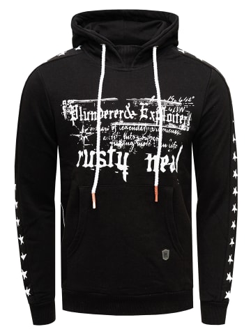 Rusty Neal Sweatshirt mit Kapuze und Front Print in Schwarz