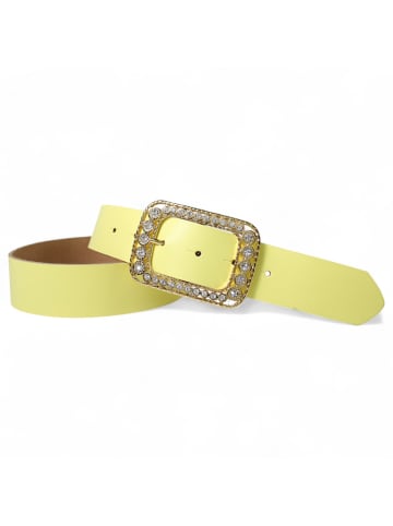 FRONHOFER Damengürtel goldene Strassschnalle in Lemon