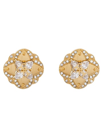 Guess Damen-Ohrringe Ohrstecker Leaf Goldfarben