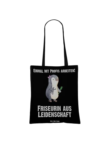 Mr. & Mrs. Panda Henkeltasche Friseurin Leidenschaft mit Spruch in Schwarz