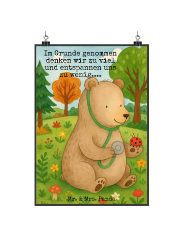 Mr. & Mrs. Panda Print Bär Arzt Design mit Spruch in Weiß
