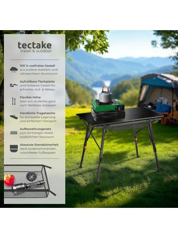 tectake Aluminium Campingtisch Tina 90 x 52 x 47 - 70 cm, schwarz