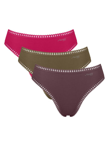 Sloggi Slip 3er Pack in Pink/Grün