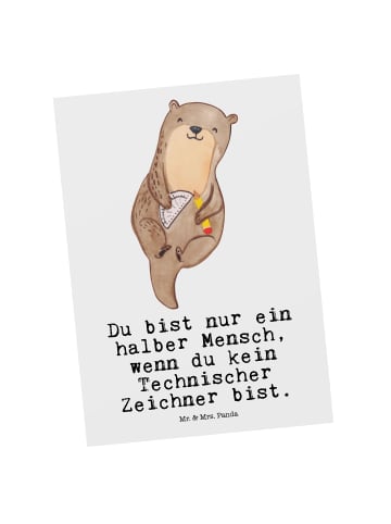 Mr. & Mrs. Panda Postkarte Technischer Zeichner Herz mit Spruch in Weiß