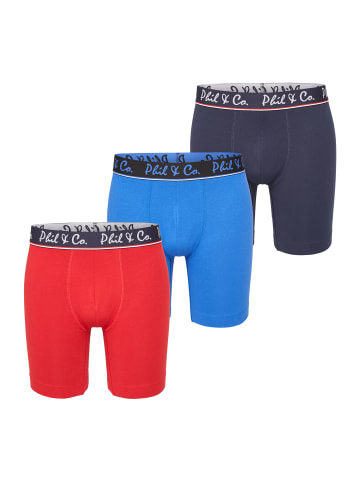 Phil & Co. Berlin  Retro Pants Jersey Long Boxer in navy+red+blue