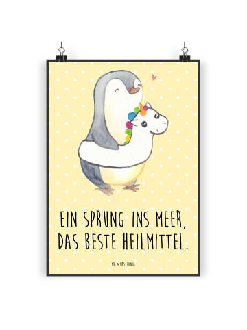 Mr. & Mrs. Panda Bild Sommermeerheilkraft mit Spruch in Gelb Pastell