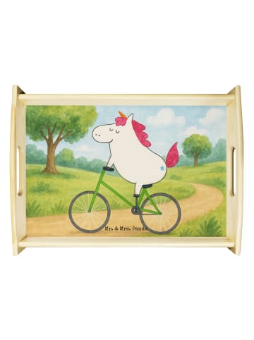 Mr. & Mrs. Panda Servier Tablett Einhorn Radfahrer Design ohne S... in Weiß
