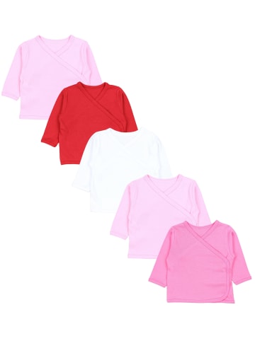 TupTam Baby Mädchen Langarm Wickelshirt 5er Set in rosa/rot