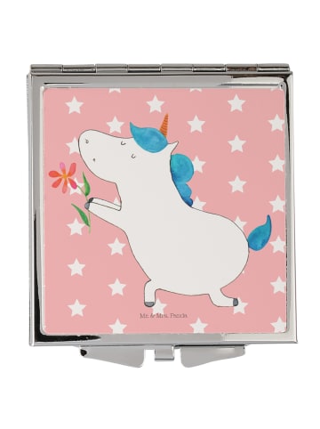 Mr. & Mrs. Panda Kosmetikspiegel Einhorn Blume ohne Spruch in Rot Pastell
