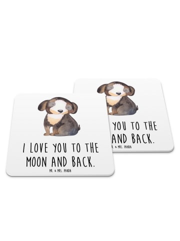 Mr. & Mrs. Panda Untersetzer für Gläser Hund Entspannen mit Spruch in Weiß