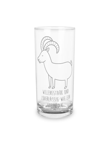 Mr. & Mrs. Panda Wasserglas Sternzeichen Steinbock mit Spruch in Transparent