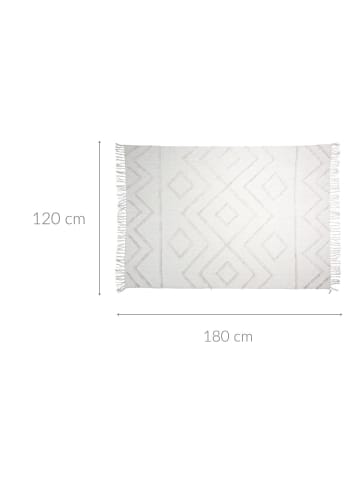 Home&Styling Collection Boho Schlafzimmerteppich, getuftete Baumwolle in Weiß, 120 x 180 cm