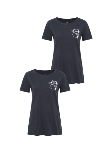 Mavi Jeans 2er-SET Design T-Shirt mit Print-Motiv, Rundhals, Kurzarm in Grau-2