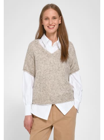 PETER HAHN Strickkurzarmpullover Wool in stone