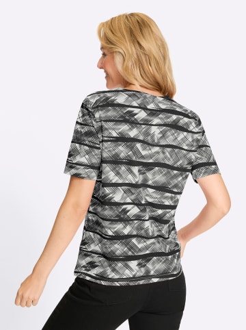 Sieh an! Kurzarmshirt in schwarz-ecru-bedruckt