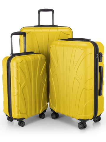 suitline 3er Kofferset Rollkoffer Hartschalen-Koffer Reisetrolleys TSA in Gelb