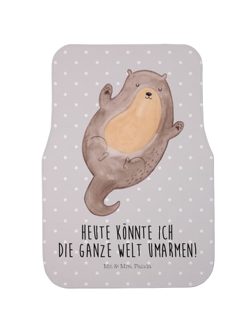 Mr. & Mrs. Panda Fahrer Autofußmatte Otter Umarmen mit Spruch in Grau Pastell