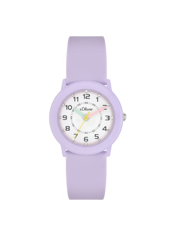 s.Oliver Armbanduhr mit Glitzerdetails in lila