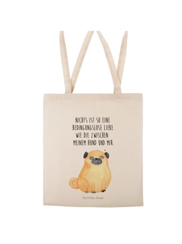 Mr. & Mrs. Panda Umhängetasche Mops mit Spruch in Creme