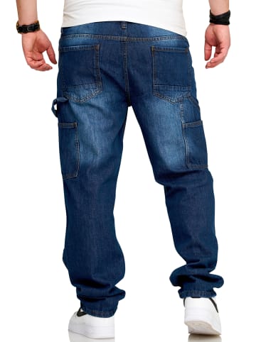 SOUL STAR Jeans - S2CHEB Lange Hose Carpenter Bermuda Regular-Fit Workwear in Denim Blue