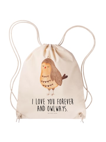 Mr. & Mrs. Panda freizeit rucksack Eule Zufrieden mit Spruch in Creme