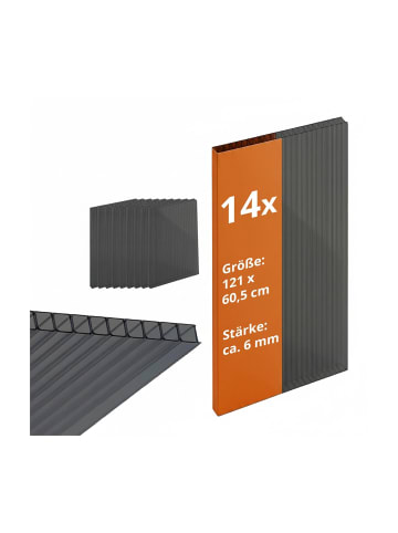 relaxdays 10 x Doppelstegplatten in Anthrazit - 6 mm
