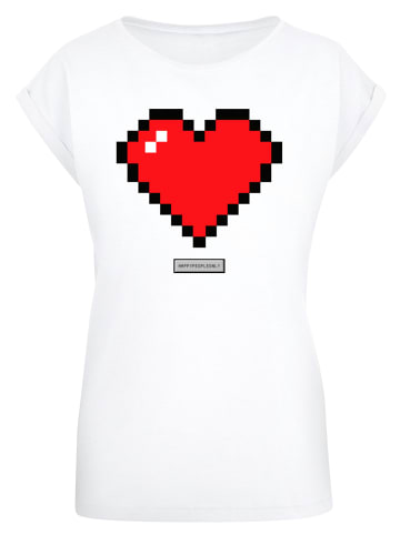 F4NT4STIC T-Shirt Pixel Herz Good Vibes Happy People in weiß