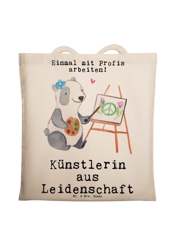 Mr. & Mrs. Panda Shopping Tasche Künstlerin Leidenschaft mit Spruch in Creme