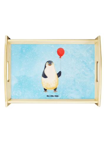Mr. & Mrs. Panda Deko Tablett Pinguin Luftballon ohne Spruch in Eisblau