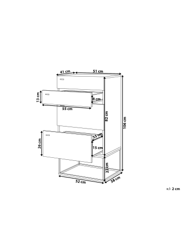 Beliani Kommode ACRA in Braun/Schwarz - (W) 52 x (H) 106 x (L) 41 cm