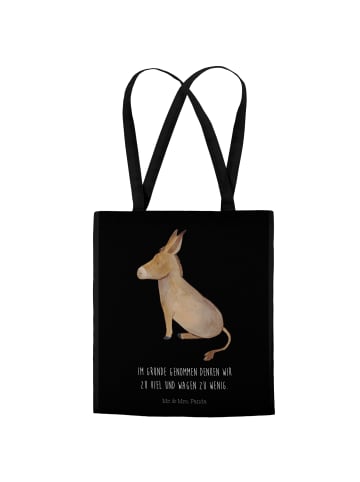 Mr. & Mrs. Panda tote bag Esel mit Spruch in Schwarz